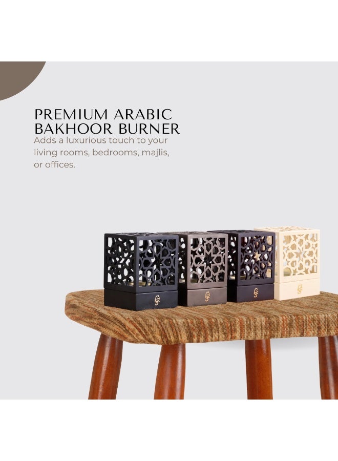 مبخرة بخور عربية فاخرة باللون البني – حاملة بخور معدنية بتصميم هندسي أنيق | مبخرة عصرية للمنزل، رمضان، والهدايا - Image 4